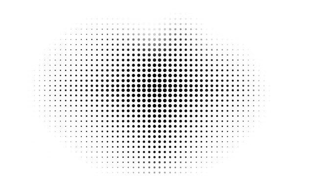 Black halftone dot gradient abstract background with fading dots loading animated pattern on transparent background
