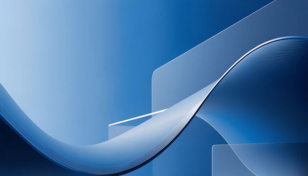 Blue Abstract Wavy Lines and Geometric Shapes with Gradient Background graphic design