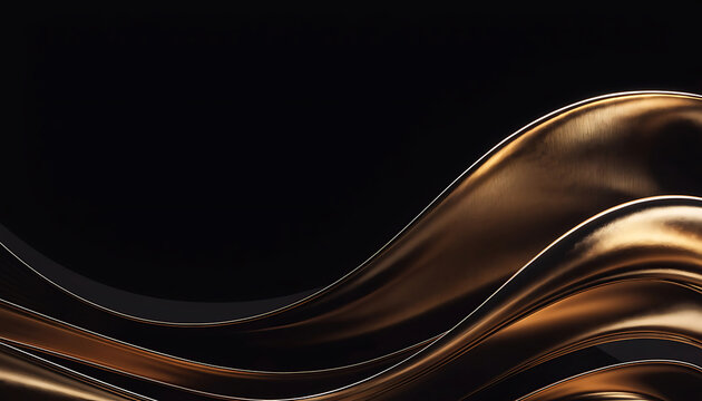 Luxurious flowing gold waves on a black background graphic design