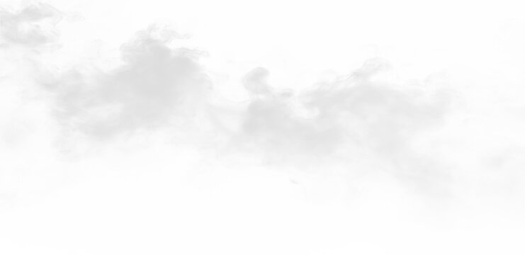 Transparent white smoke and fog effect isolated on grey checkered background, atmospheric element for design.