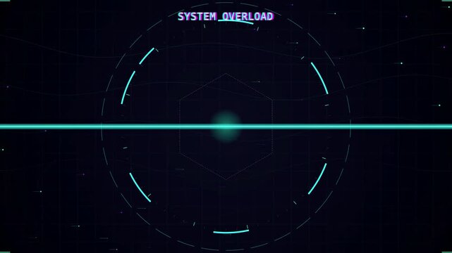 Cybersecurity system overload dashboard display threat monitoring, anomaly detection, security alert, risk analysis, incident response and network protection for enterprise operations.