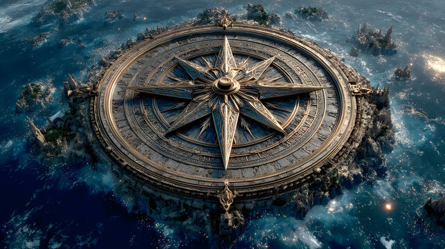 Antique compass rose metallic navigation craftsmanship image illustration