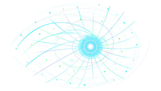 Abstract blue light vortex with swirling lines and particles on transparent background futuristic energy concept