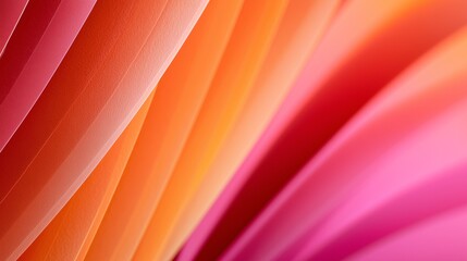 Fototapeta premium Abstract Layered Paper Waves in Sunset Orange and Pink