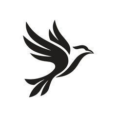 Fototapeta premium Minimalist bird in flight icon silhouette graphic with silhouette, movement