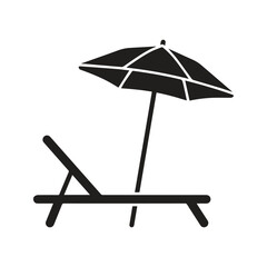 Sun beach lounge chair and parasol summer holiday icon with umbrella, vacation © Sharmin