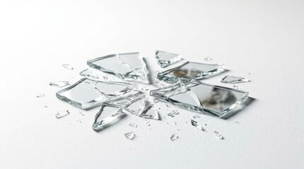 Fototapeta premium Sharp Shards of Broken Glass Scattered on a White Surface