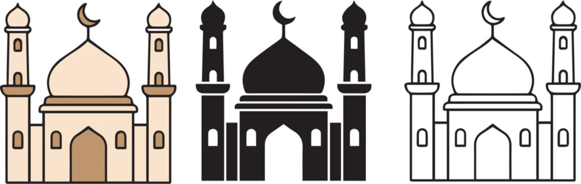 Three_mosque_icons_flat_design