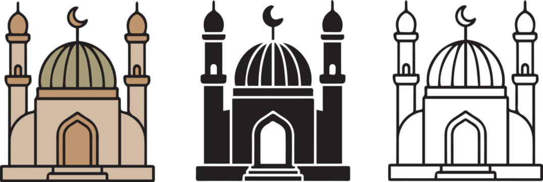 Three_mosque_icons_flat_design