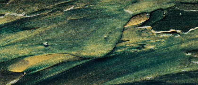 Dark green and gold oil paint texture background with white streaks for design