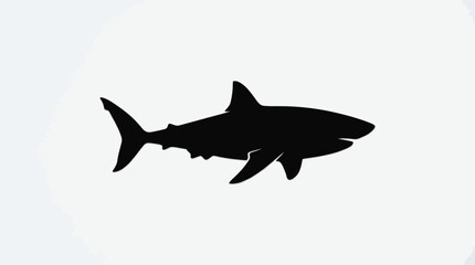 Fototapeta premium Silhouette of a Great White Shark swimming in the ocean, a powerful predator of the sea