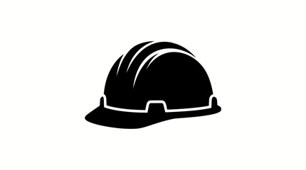 Fototapeta premium Black silhouette of a construction hard hat with white lines on a white background