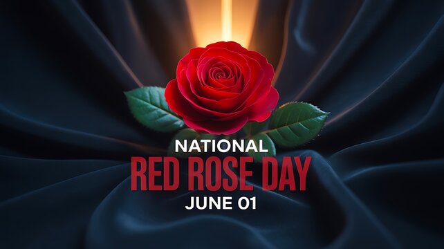 National rose day celebration with red flower and elegant background