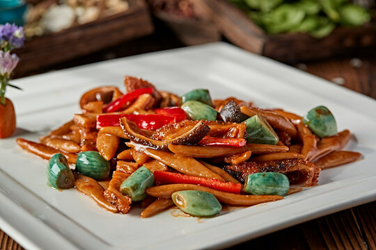 Laba garlic and bell pepper stir-fried tripe