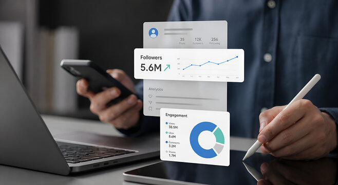 campaign, roas, ads, spend, return, clicks, Businessman analyzing digital marketing campaign data with ROAS, impressions, and performance charts, representing ad spend, clicks, and growth reports.