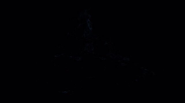 Abstract Glowing Blue Energy Particle Explosion Effect on Black Background.