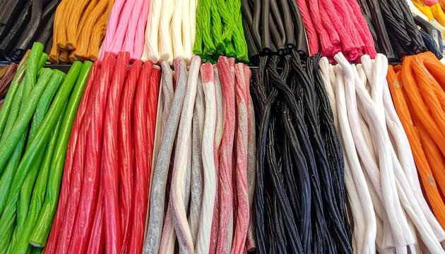 A vibrant display of assorted colorful shoelaces neatly arranged