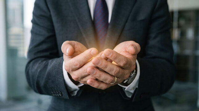 Two people shaking hands in a professional business setting