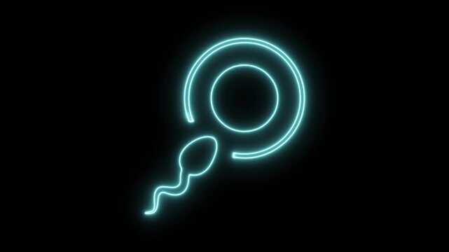 Sperm neon icon 4K video animation	