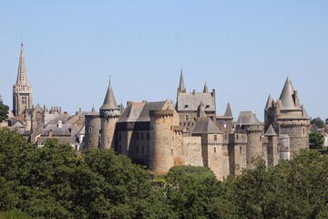 Fototapeta premium Telephoto of Château de Vitré and Église Notre-Dame de Vitré.