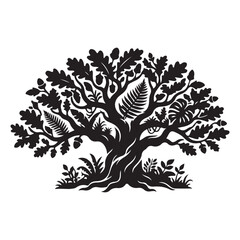 Obraz premium Oak Tree Vector Silhouette Symbol Illustration Design Concept Logo Idea