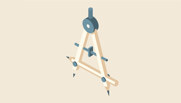 Isometric math geometry compass on a soft beige background, perfect for educational and engineering graphics.