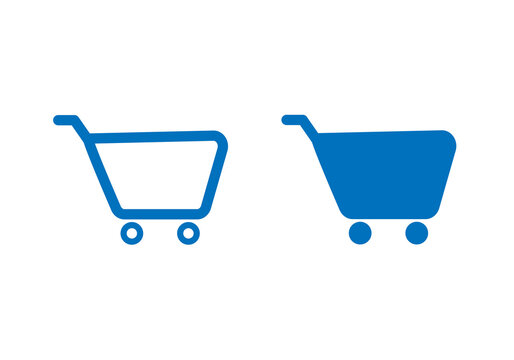 shopping cart icon set outline and solid transparent background