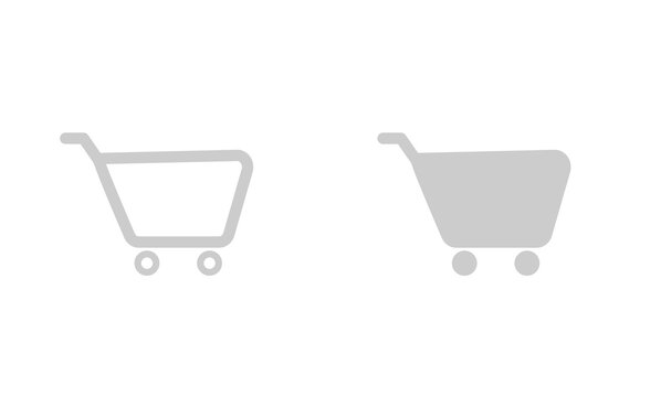 grey shopping cart outline and solid fill icon transparent background