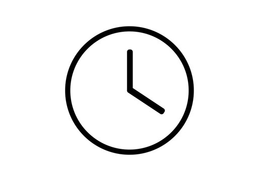Black timer clock outline icon for time notification alert symbol png file with transparent background