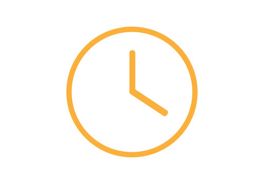 orange timer clock outline icon for time notification alert symbol png file with transparent background