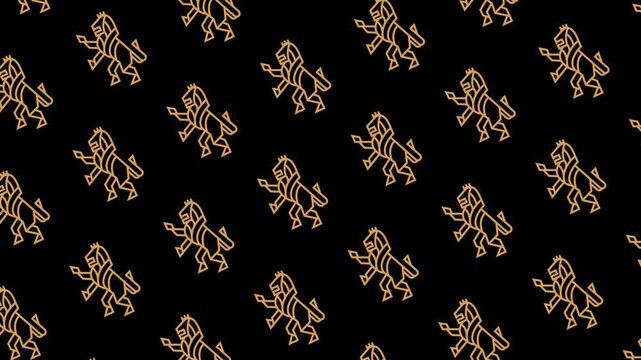 Gold lion king seamless pattern looping animation