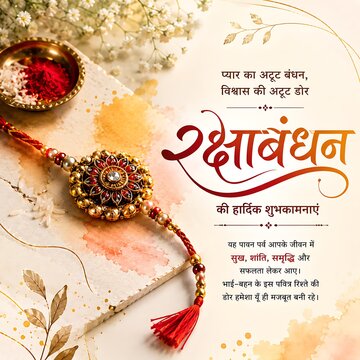 Traditional raksha bandhan festival celebration greeting with rakhi and sindoor