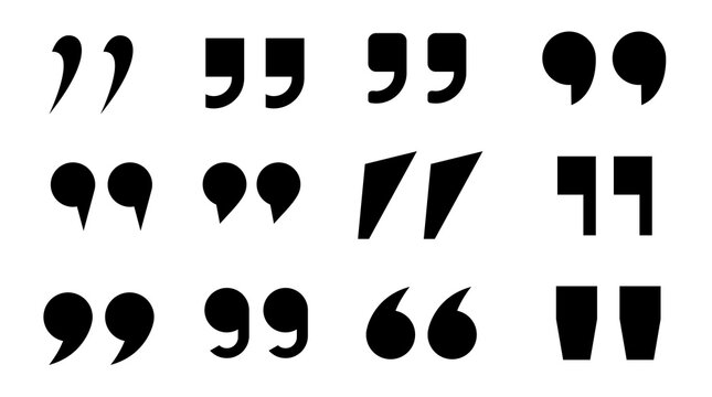 quotation marks icons set speech punctuation quote symbol vector collection