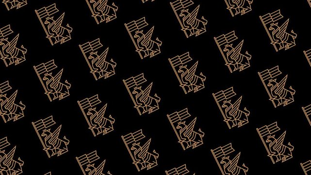 Gold griffin seamless pattern looping animation