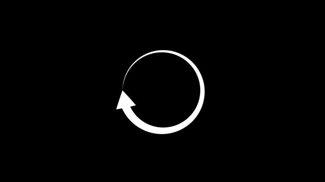 Arrow circle rotation icon in animation. Loading repeated decorative element concept. 4k video