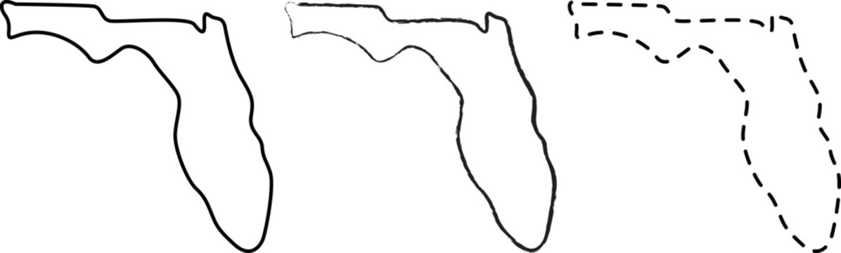 Florida state map outline. US region shape icon. Vector geography graphic.