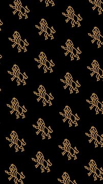 Vertical Gold lion king seamless pattern looping animation