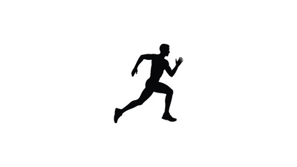 Obraz premium Black silhouette of person running in mid stride with dynamic motion isolated on white background, symbol of fitness, athletics, energy, speed, and healthy active lifestyle concept
