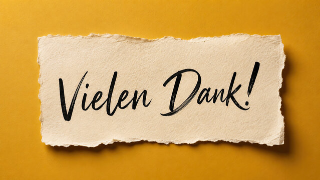 Torn paper with 'vielen dank ' on yellow background gratitude concept