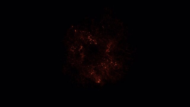 Fiery explosion isolated on a black background.