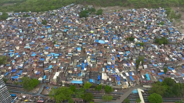 Drone photography showing urban housing pattern in Mumbai