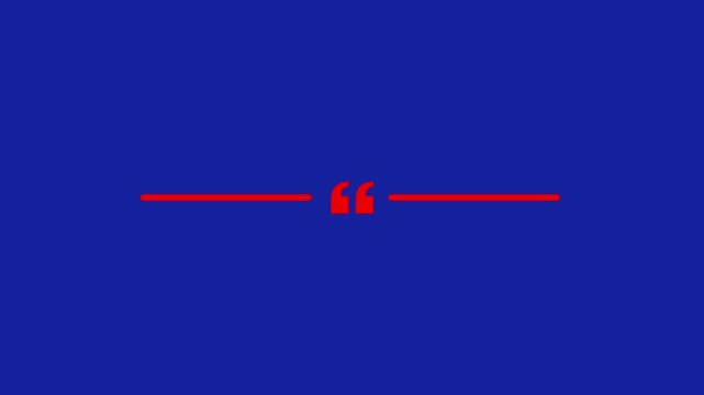 Minimalist quotation mark animation on blue background, for editorial and, typography projects quote punctuation
