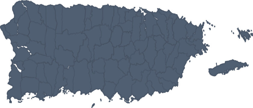 Puerto Rico map with internal divisions simple vector illustration for travel 