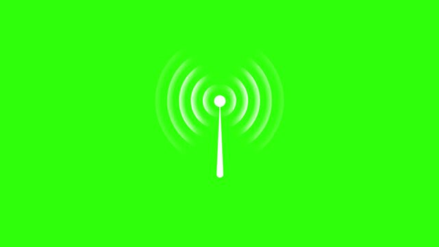 network tower produced radio wave concept on white background. radio waves royal blue color animation. Radio wave signal technology animation enhanced for digital connectivity visuals