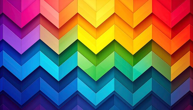 A vibrant, multi-colored 3D zigzag pattern on a white background