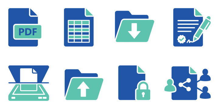 2 colour vector icon set science and laboratory icons in blue and green