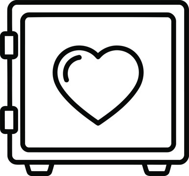 Love safe silhouette heart protected in vault icon