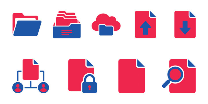 Cloud computing data storage 2 colour vector icon set digital technology graphics