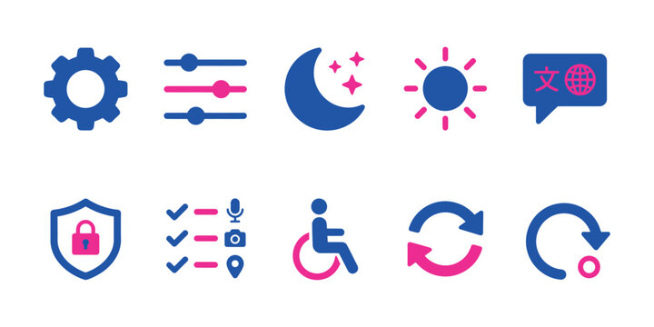 File management 2 colour vector icon set folders cloud upload download security