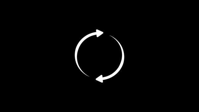 Two Arrow Cycle Recycle on black background. refresh icon. Circle arrow icon refresh and reload animation.